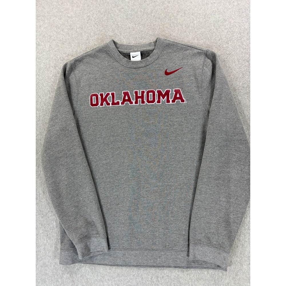 Oklahoma Sooners Nike Stitched Logo Campus Crew Sweatshirt (Men's Large) Gray